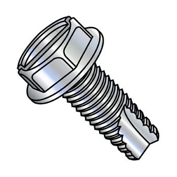 5/16-18X1 1/4  Slotted Indented Hex Washer Thread Cutting Screw Type 23 Fully Threaded Zinc