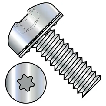 6-32X1/4  Six Lobe Pan Head Internal Tooth Sems Machine Screw Fully Threaded Zinc and Bake