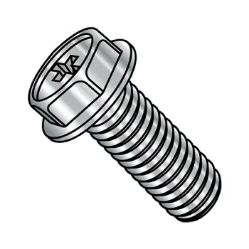 10-32X3/4  Phillips Indented Hex Washer Machine Screw Fully Threaded 18-8 Stainless Steel