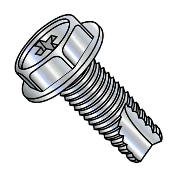 8-32X1/2  Phillips Indented Hex Washer Thread Cutting Screw Type 23 Fully Threaded Zinc
