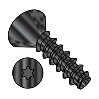 #4 - 20 x 1/2" Thread-Rolling Screws | Steel | Black Oxide | Flat | 6-Lobe | 0408LTFB