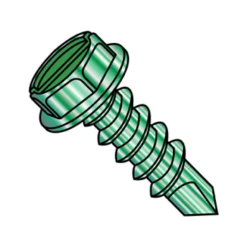 #8 - 18 x 1/2" Self-Drilling Screws | Steel | Zinc/Green | Slotted | IHWH | 0808KSWG