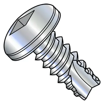 8-18X1  Square Drive Pan Thread Cutting Screw Type 25 Fully Threaded Zinc And Bake