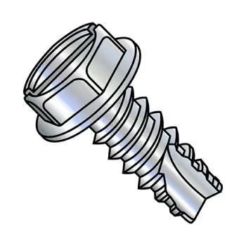 8-18X1/2  Slotted Indented Hex Washer Thread Cutting Screw Type 25 Full Threaded Zinc Bake