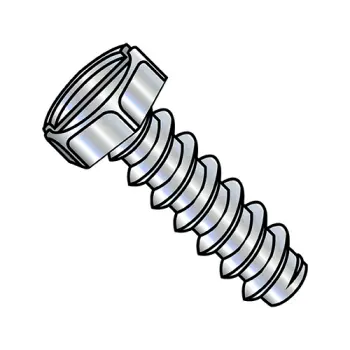 6-20X1/4  Slotted Indented Hex Self Tapping Screw Type B Fully Threaded Zinc