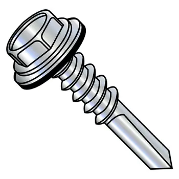 #12 - 14 x 2" Self-Drilling Screws | Neoprene | Plain | Unslotted | Hex | 1232KWN5