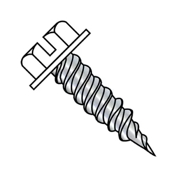 #8 x 2" Self-Piercing Screws | Steel | Zinc/Clear | Slotted | White/ Hex Washer | 0832PSWWH