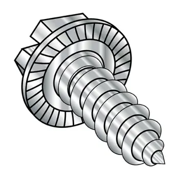 1/4-14X1  Indent Hex Washer Slot Self Tap Screw Type AB Serrated Full Thd 18-8 Stainless St