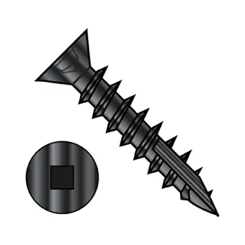 6-13X3/4  Square Drive Flat Head No Nibs Deep Thread Wood Screw Type 17 Full Thrd Black Ox