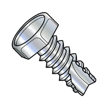 1/4-14X1  Unslotted Indented Hex Thread Cutting Screw Type 25 Fully Threaded Zinc And Bake