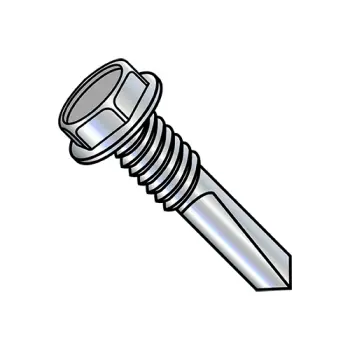 #12 - 24 x 2" Self-Drilling Screws | Steel | Zinc/Clear | Unslotted | Hex | 1232KWMS5