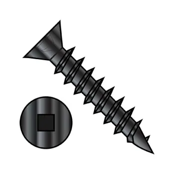 8X1  Flat Head (no nibs) Square Drive Deep Thread Wood Screw Fully Threaded Black Ox