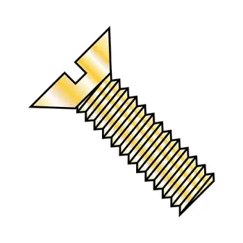 #10 - 32 x 1/2" Machine Screws | Steel | Zinc/Yellow | Slotted | Flat | 1108MSFY
