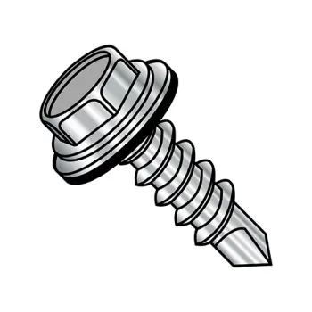 #12 - 14 x 1" Self-Drilling Screws | 18-8 Stainless Steel | Plain | Unslotted | Hex | 1216KWN188