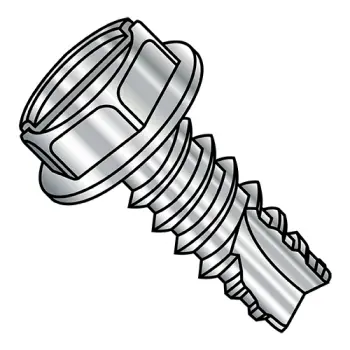 8-18X1/4  Slot Indent Hex Washer Thread Cut Screw Type 25 Full Thread 18-8 Stainless Steel