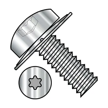 8-32X1/2  6 Lobe Pan Square Cone 410 Stainless Sems Fully Threaded 18-8 Stainless Steel