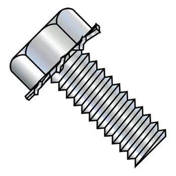 1/4-20X5/8  Unslot Indent Hex Head 7/16 AF External Sems Machine Screw Full Thread Zinc And