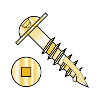 10-9X3 1/2  Square Drive Round Washer Deep Thread Type17 Wood Screw 2/3 Thrd ZincYellow Bake