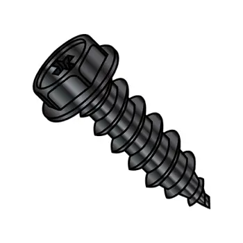 6-18X3/4  Phillips Indented Hex Washer Self Tapping Screw Type A Full Threaded Black Oxide