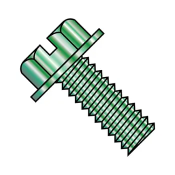 #8 - 32 x 3/8" Machine Screws | Steel | Zinc/Green | Slotted | IHWH | 0806MSWG
