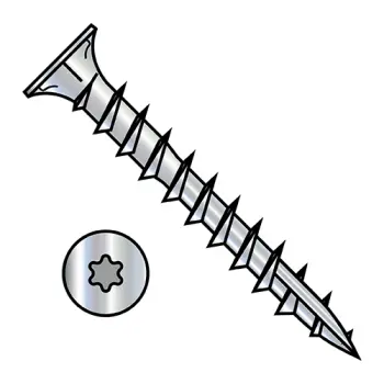 8-11X2 1/4  6 lobe Flat w/Nibs Deep Thread Wood Screw Type 17 2/3 Thread Zinc Bake