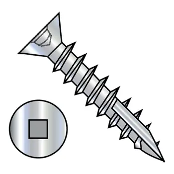 8-11X5/8  #2 Square Drive Flat Head No Nibs Deep Thread Type 17 Full Thread Zinc Bake