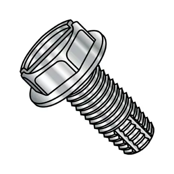 12-24X1  Slotted Indented Hex Washer Thread Cutting Screw Type F Fully Thread 18-8 Stain