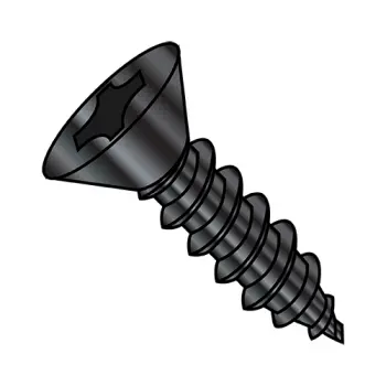 8-18X1  Phillips Flat Self Tapping Screw Type AB Fully Threaded Black Zinc And Bake