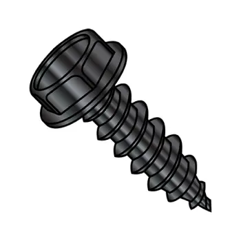 10-16X5/8  Unslotted Indented Hex Washer Self Tapping Screw Type AB Fully Threaded Black O