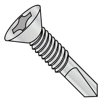 1/4-20X3  Phil Flat Full Thrd Self Drill Machine Scr Thrd #4 Pt ZincBake 1000hr Salt Spray