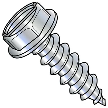 5/16-9X3  Slotted Indented Hexwasher 7/16 A/F Self Tap Screw Type A Full Thread Zinc Bake