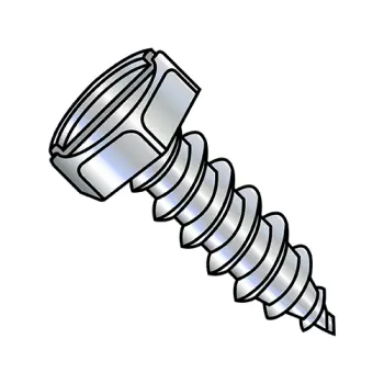 12-11X1/2  Indented Hex Slotted Self Tapping Screw Type A Fully Threaded Zinc And Bake