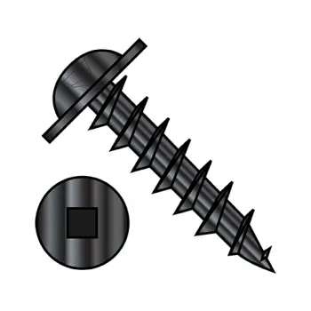 8X4  Square Drive Round Washer Head Deep Thread Wood Screw 2/3 Thread Black Oxide