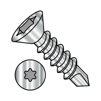 5/16-12X1  6 Lobe Flat Self Drilling Screw Fully Threaded 18-8 Stainless Steel