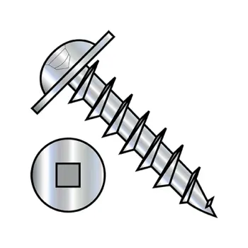 10-9X3  Square Drive Round Washer Head Deep Thread Wood Screw 2/3 Thread Zinc Bake