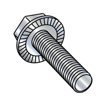 6-32X1  Serrated Hex Flanged Washer Full Thread Screw Case Hard Zinc & Bake