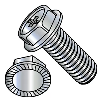 6-32X1/4  Phillips Indented Hex Washer Head Serrated Machine Screw Fully Threaded Zinc