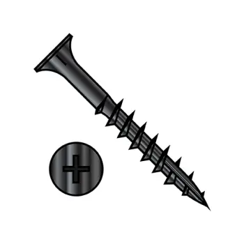 6-13X1 1/2  Phillips Flat Head with Nibs Deep Thread Wood Screw Type 17 2/3 Thread Black Ox