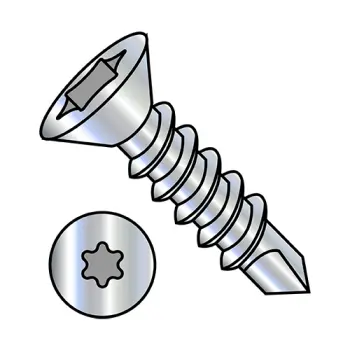12-14X1 1/4  6 Lobe Flat Self Drilling Screw Fully Threaded Zinc and Bake