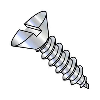 10-16X1  Slotted Flat Self Tapping Screw Type AB Fully Threaded Zinc And Bake