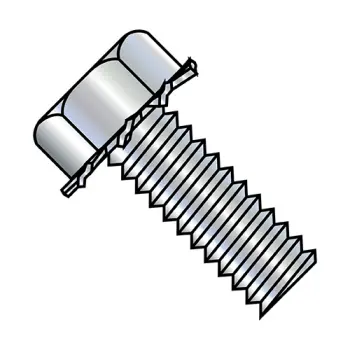 8-32X1/4  Unslotted Indented Hex Head External Sems Machine Screw Full Threaded Zinc Bake