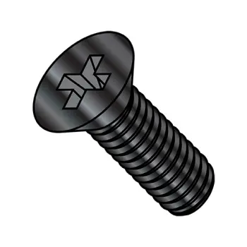 10-32X1/2  Phillips Flat Machine Screw Fully Threaded Black Zinc