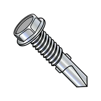 #12 - 24 x 7/8" Self-Drilling Screws | Steel | Zinc/Clear | Unslotted | Hex | 1214KWMS4W
