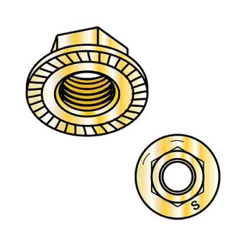 1/4-20  Serrated Large Flange Hex Lock Nuts Grade 8 Zinc Yellow