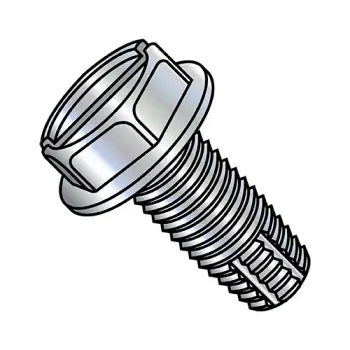 6-32X3/8  Slotted Indented Hex Washer Thread Cutting Screw Type F Fully Threaded Zinc And