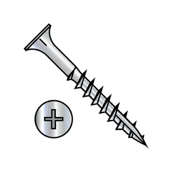 8-11X1/2  Phillips Flat Head w/Nibs Deep Thread Wood Screw Type 17 Full Thread Zinc Bake