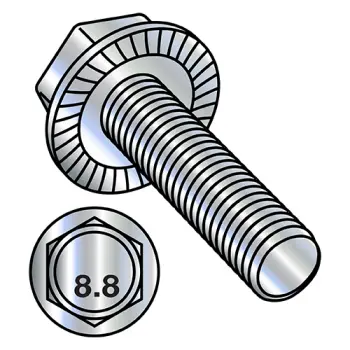 M5-0.8X12  Metric Din 6921 Class 8.8 Indent Hex Flanged Washer Serrated Screw Full Thd Zinc