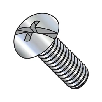 #10 - 32 x 3/4" Machine Screws | Steel | Zinc/Clear | Combo | Round | 1112MCR