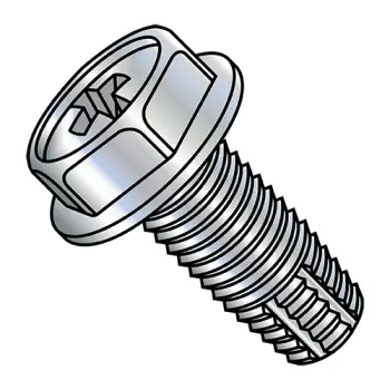8-32X1/2  Phillips Indented Hex Washer Thread Cut Screw Type F Full Thread Zinc Bake Rohs