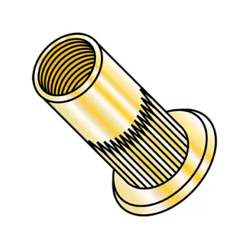 3/8-16-.312  Flat Head Ribbed Threaded Insert Rivet Nut Steel Zinc Yellow Dichromate